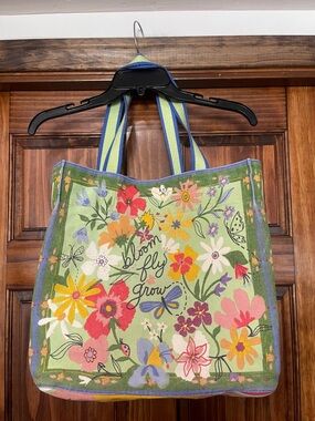 Vintage Brighton Bloom Fly Grow Floral Tote Bag - Green